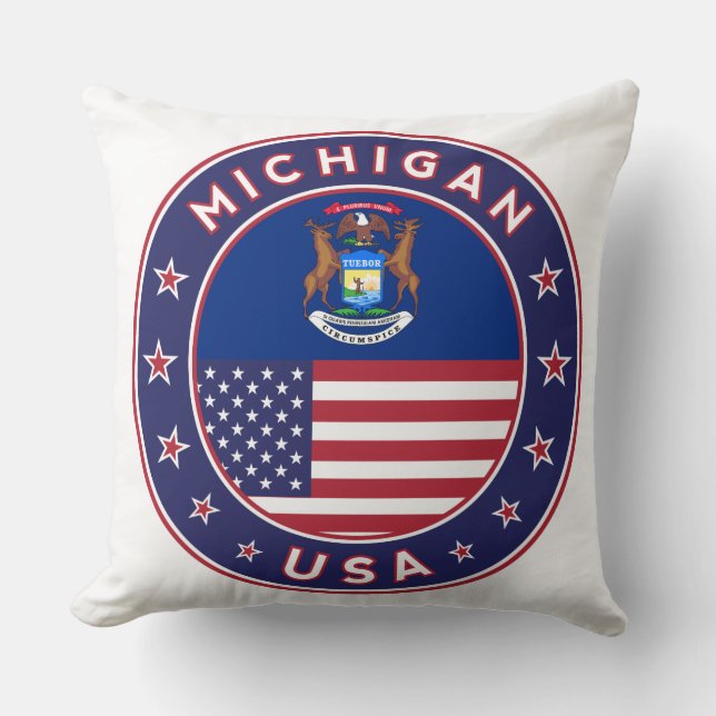 Michigan sticker, telefooncel, tas, klok kussen (Voorkant)