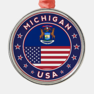 Michigan sticker, telefooncel, tas, klok metalen ornament
