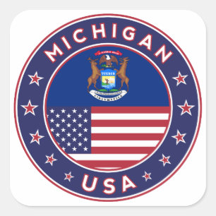 Michigan sticker, telefooncel, tas, klok vierkante sticker