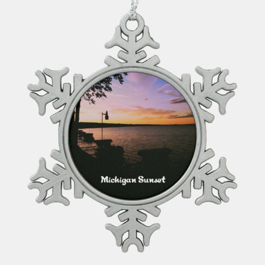 Michigan Sunset Tin Sneeuwvlok Ornament (Voorkant)