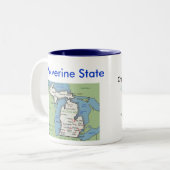 Michigan Symbols & Map Tweekleurige Koffiemok (Voorkant links)