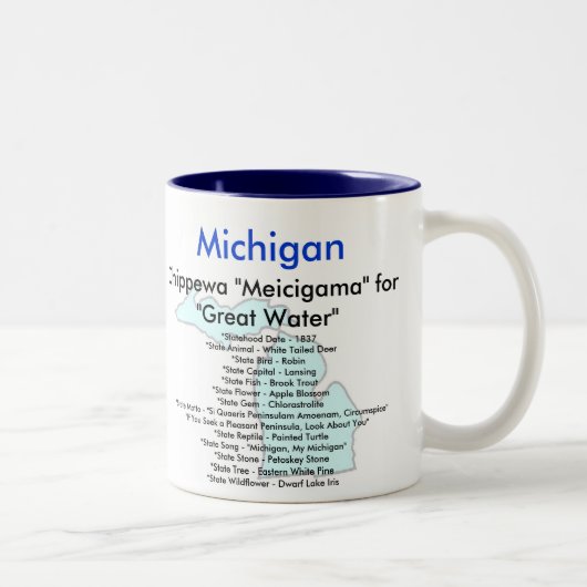 Michigan Symbols & Map Tweekleurige Koffiemok (Rechts)