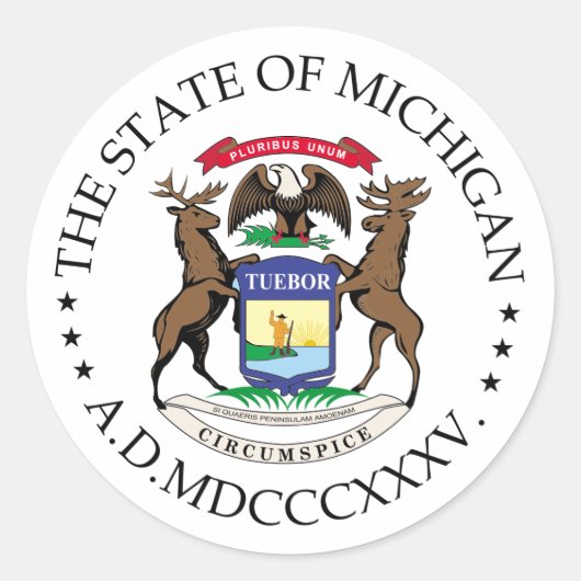 Michigan-teken Ronde Sticker (Voorkant)