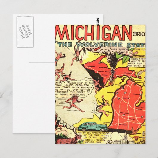 Michigan the Wolverine State Briefkaart (Voorkant / Achterkant)