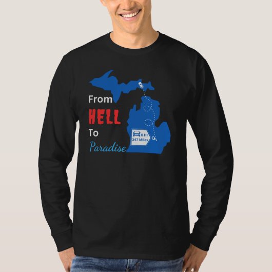 Michigan thema - stad van de hel, MI naar het para T-shirt (Voorkant)