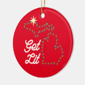 Michigan Theme Ornament met grappig GET LIT (Links)