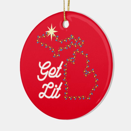 Michigan Theme Ornament met grappig GET LIT (Links)