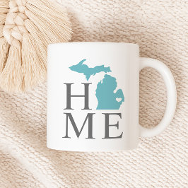 Michigan Thuis Aqua Blauwe Staat Hart Koffiemok