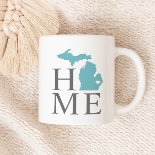 Michigan Thuis Aqua Blauwe Staat Hart Koffiemok