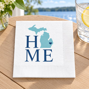 Michigan Thuis Aqua Navy Blauwe Aangepaste Stad Ha Servetten