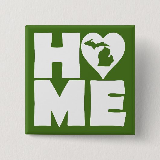 Michigan Thuis Hart Staat Knop Speld Vierkante Button 5,1 Cm (Voorkant)