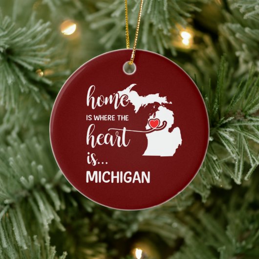 Michigan thuis is waar het hart ligt keramisch ornament (Boom)