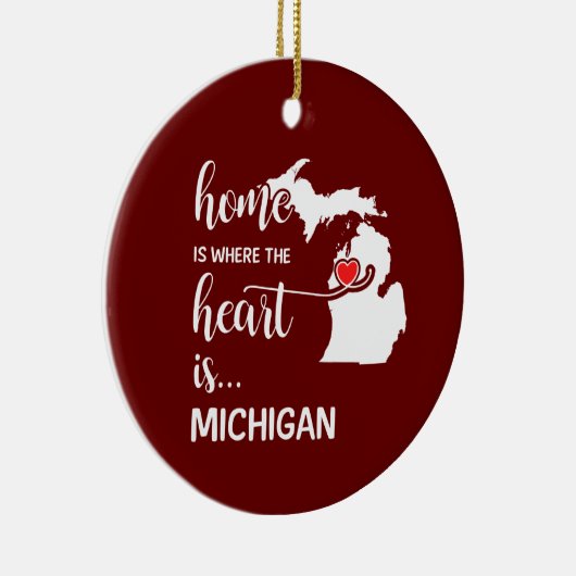 Michigan thuis is waar het hart ligt keramisch ornament (Rechts)