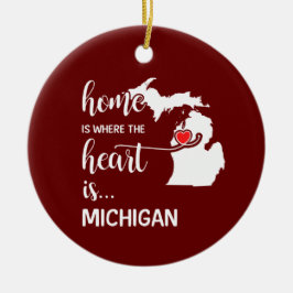 Michigan thuis is waar het hart ligt keramisch ornament