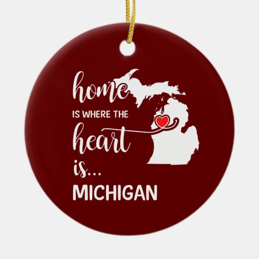 Michigan thuis is waar het hart ligt keramisch ornament (Voorkant)