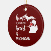 Michigan thuis is waar het hart ligt keramisch ornament (Links)