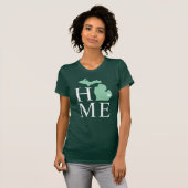 Michigan Thuis Mintgroene Aangepaste Stad Hart T-shirt (Voorkant volledig)