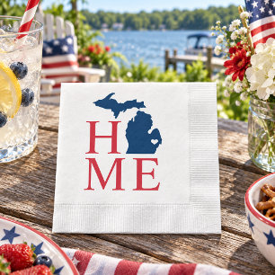 Michigan Thuis Rood Wit Blauw Aangepaste Stad Hart Servet