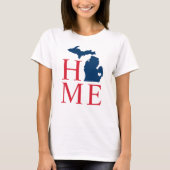Michigan Thuis Rood Wit Blauw Aangepaste Stad Hart T-shirt (Voorkant)