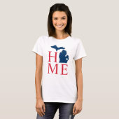 Michigan Thuis Rood Wit Blauw Aangepaste Stad Hart T-shirt (Voorkant volledig)
