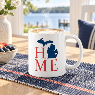 Michigan Thuis Rood Wit Blauw Staat Hart Koffiemok