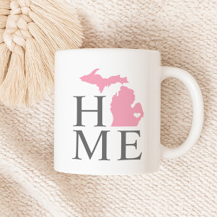 Michigan Thuis Roze en Grijs Hart van de Staat Koffiemok