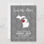 Michigan Thuis Staat Stad Kaart Trouw Save the Dat (Voorkant)