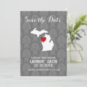 Michigan Thuis Staat Stad Kaart Trouw Save the Dat (Staand voorkant)