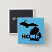 Michigan Thuis Weg Van Staat Knop Badge Speld Vierkante Button 5,1 Cm (Voorkant /achterkant)