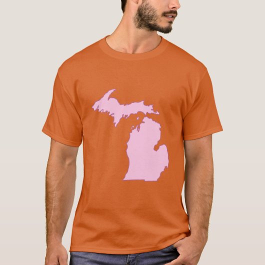 Michigan Thuisstaat Roze T-shirt (Voorkant)