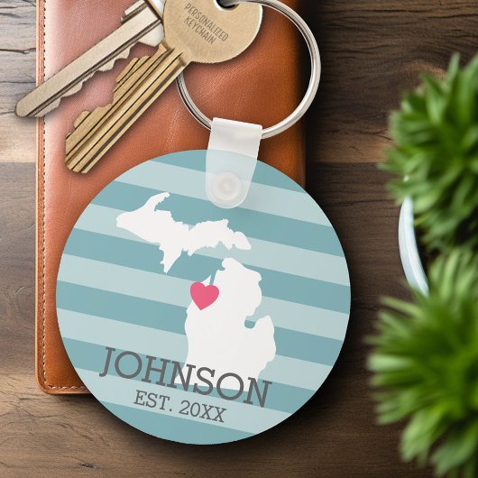 Michigan Thuisstaat Stad Kaart - Aangepaste Trouwd Sleutelhanger
