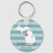 Michigan Thuisstaat Stad Kaart - Aangepaste Trouwd Sleutelhanger (Voorkant)