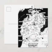 Michigan toeristische kaart ansichtkaart (Voorkant / Achterkant)