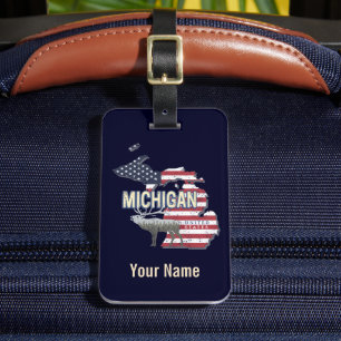 Michigan United States Retro State Map  USA Bagagelabel