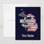 Michigan United States Retro State Map  USA Feestdagenkaart (Voorkant / Achterkant)