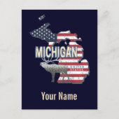 Michigan United States Retro State Map  USA Feestdagenkaart (Voorkant)