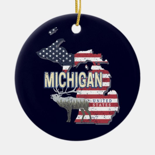 Michigan United States Retro State Map  USA Keramisch Ornament (Voorkant)