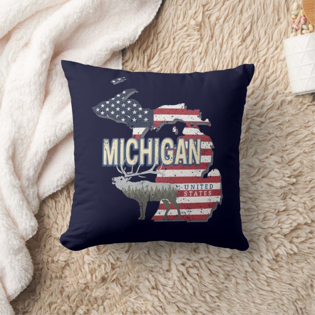 Michigan United States Retro State Map  USA Kussen (Deken)