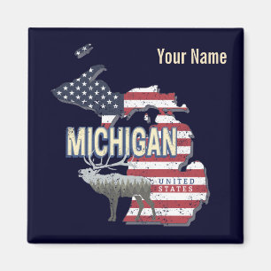 Michigan United States Retro State Map  USA Magneet