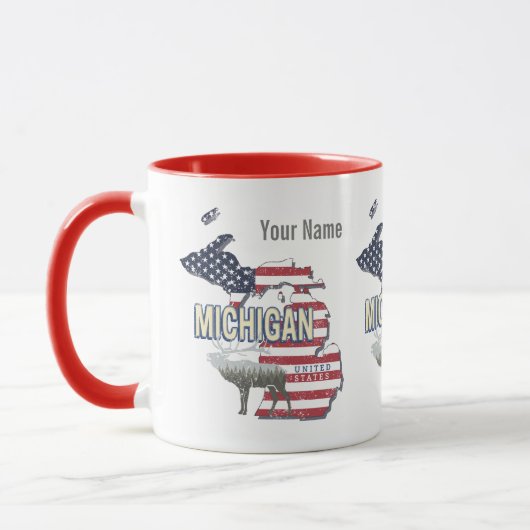 Michigan United States Retro State Map USA Mok (Links)