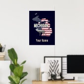 Michigan United States Retro State Map USA Poster (Thuiskantoor)