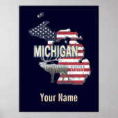Michigan United States Retro State Map USA Poster (Voorkant)