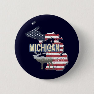 Michigan United States Retro State Map USA Ronde Button 5,7 Cm