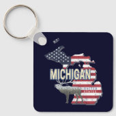 Michigan United States Retro State Map  USA Sleutelhanger (Voorkant)