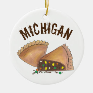 Michigan Upper Peninsula Pasty Vat Pie Foodie Keramisch Ornament