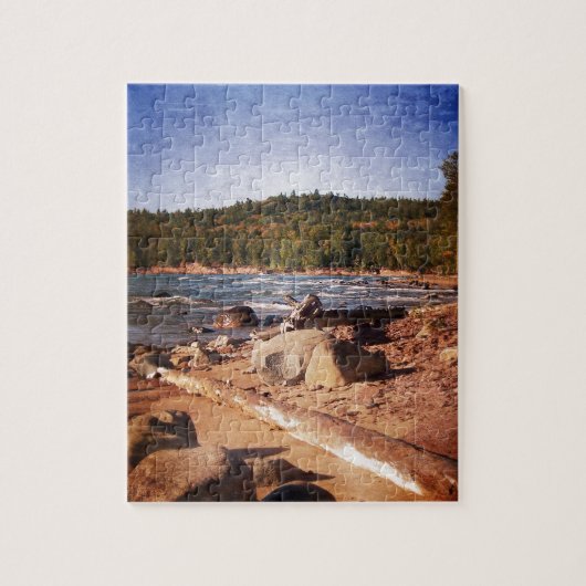 Michigan Upper Peninsula Shoreline Legpuzzel (Verticaal)