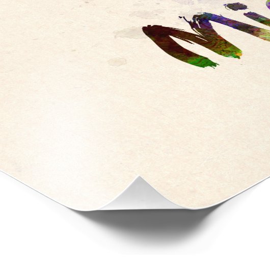 Michigan US state in watercolor Foto Afdruk (Hoek)