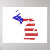 Michigan USA Flag Silhouette Map Shape Poster (Voorkant)