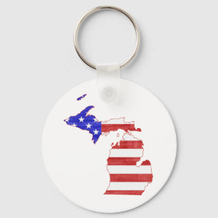 Michigan USA flag silhouette state map Sleutelhanger