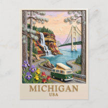 Michigan USA Roadtrip Pictured Rocks Vintage Busje